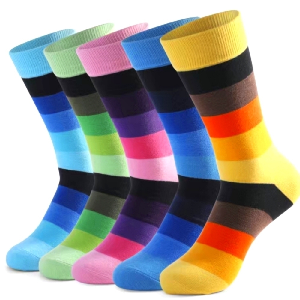 🌈 Socks--Men's Striped Colorblock Dress Socks
